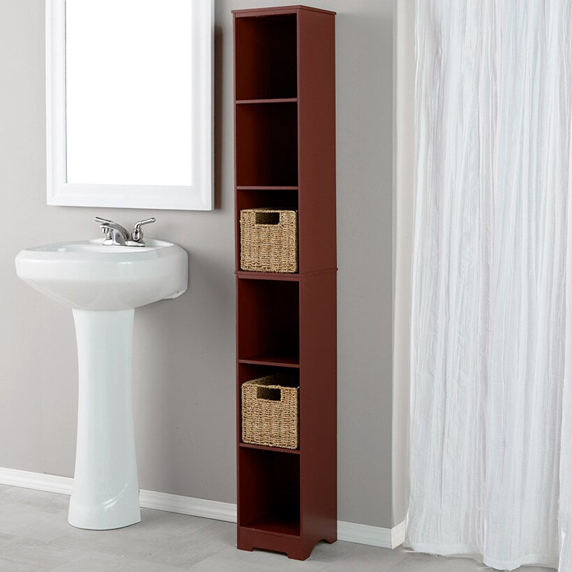 Narrow Storage Tower with 6 Shelves or Set of 2 Wicker Baskets