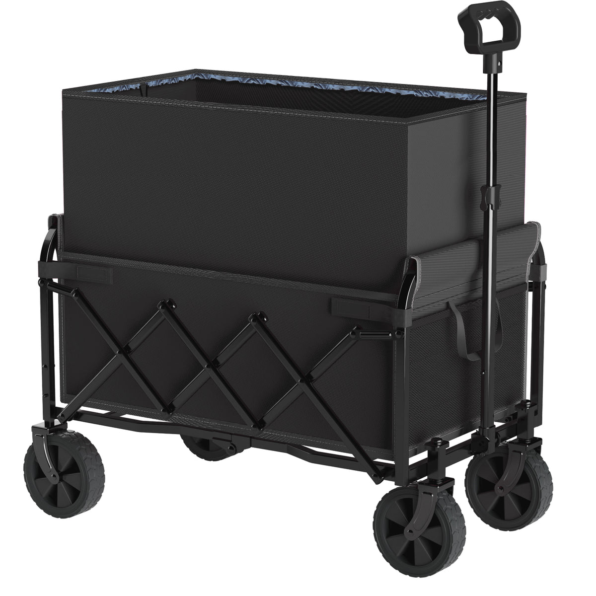 Expandable Dual-Layer Utility Wagon with 100% Extra Space - 220lbs Grocery Cart for Camping, Shopping, Sports, Gardening, Fishing, Black - image 9