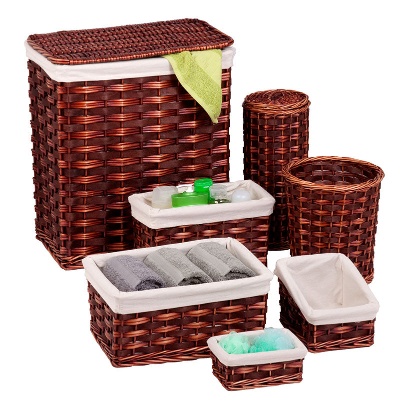 Wicker Hamper and Bath Combo Set 7-pc