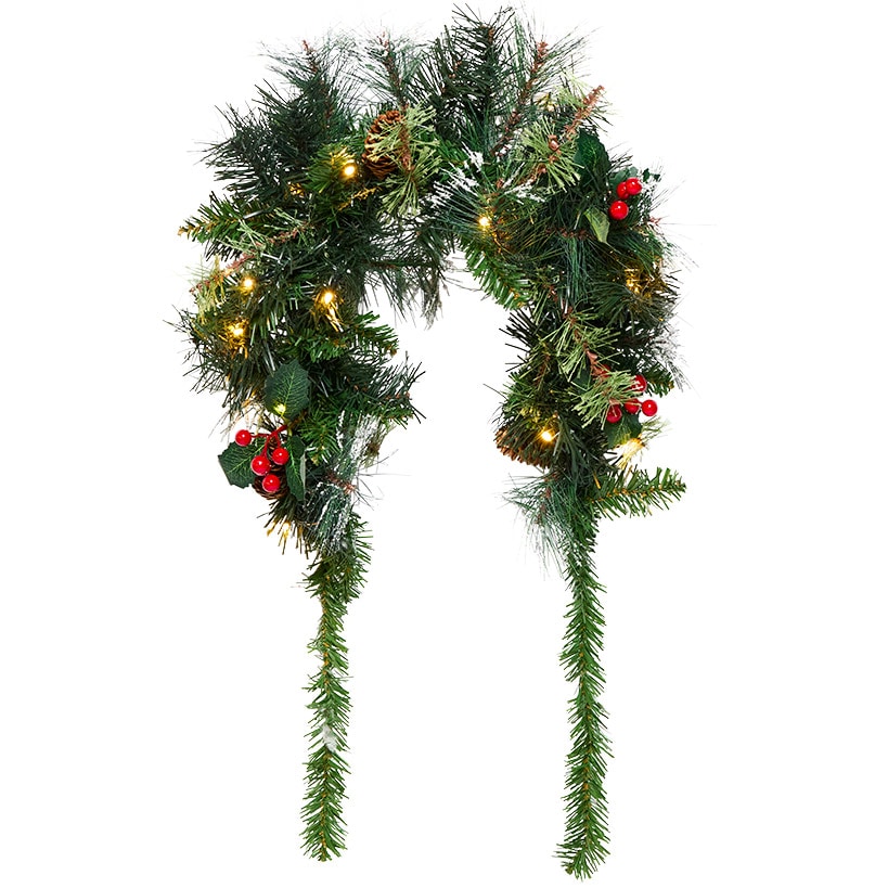 Snow-Tipped Pre-Lit Holiday Wreath or Vertical Swag