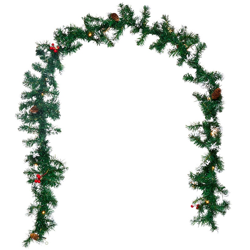 Snow-Tipped Pre-Lit Holiday Wreath or Vertical Swag