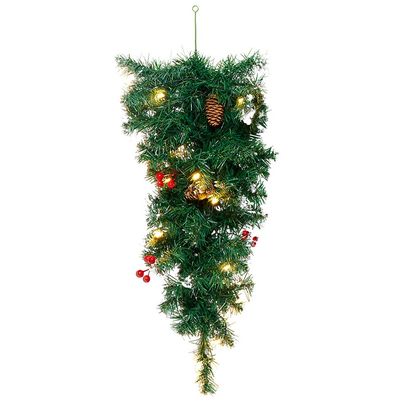 Snow-Tipped Pre-Lit Holiday Wreath or Vertical Swag