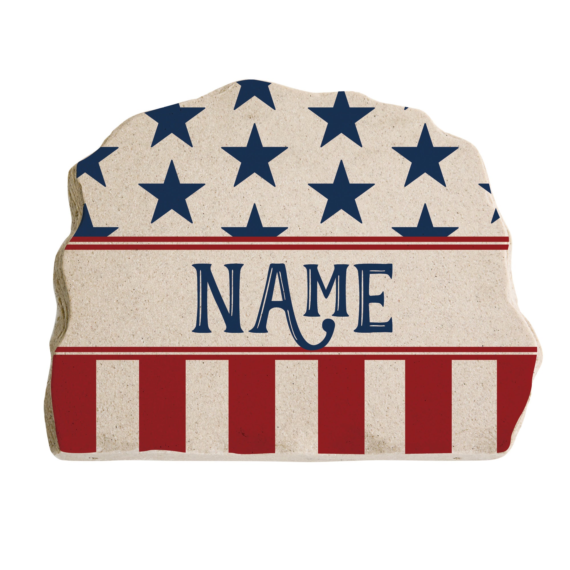 Personalized Stars and Stripes Patriotic Standing Garden Stone