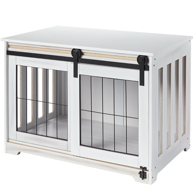 Rustic Sliding Barn Door Pet Crate
