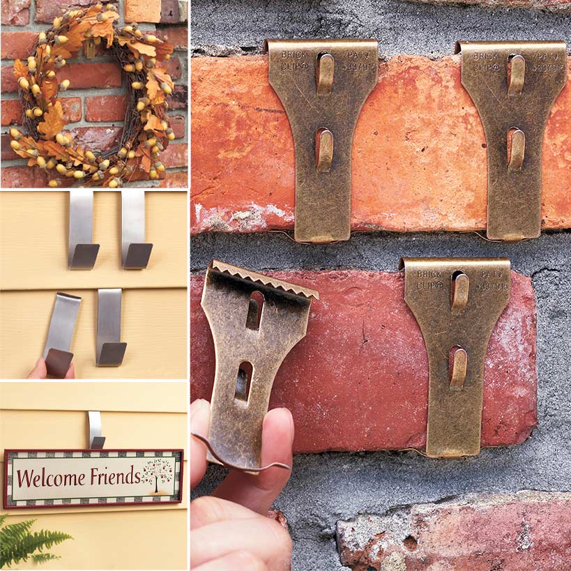brick c lips Christmas Clips for Hanging Outdoors 4Pack - Wreaths up to 25 LBS Brick Ha size bricks ) Supports up to 30 lbs No additional hardware required Instructions Before installing brick clips Brick Hook Clips Outdoor No