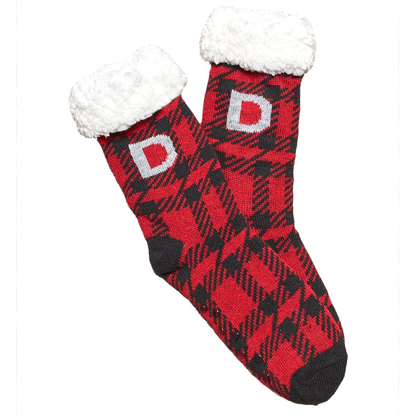 Plush-Lined Monogram Slipper Socks