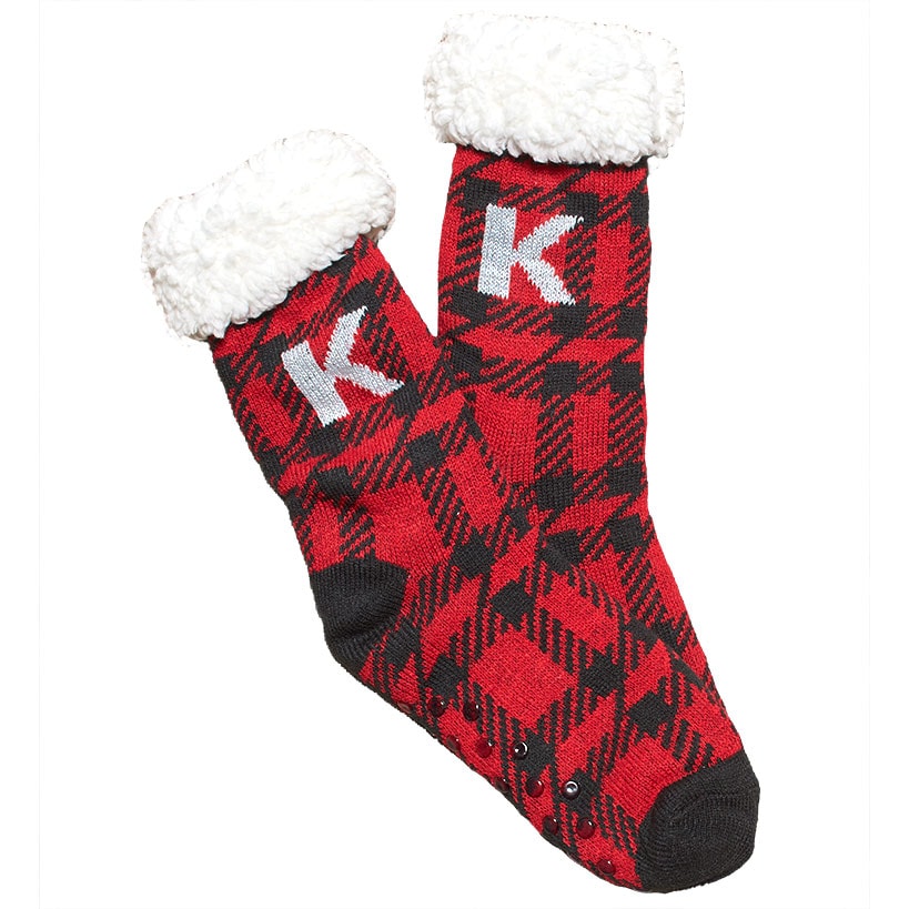 Plush-Lined Monogram Slipper Socks