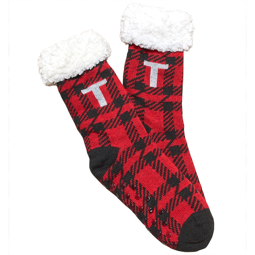 Plush-Lined Monogram Slipper Socks