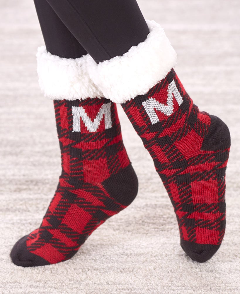 Plush-Lined Monogram Slipper Socks