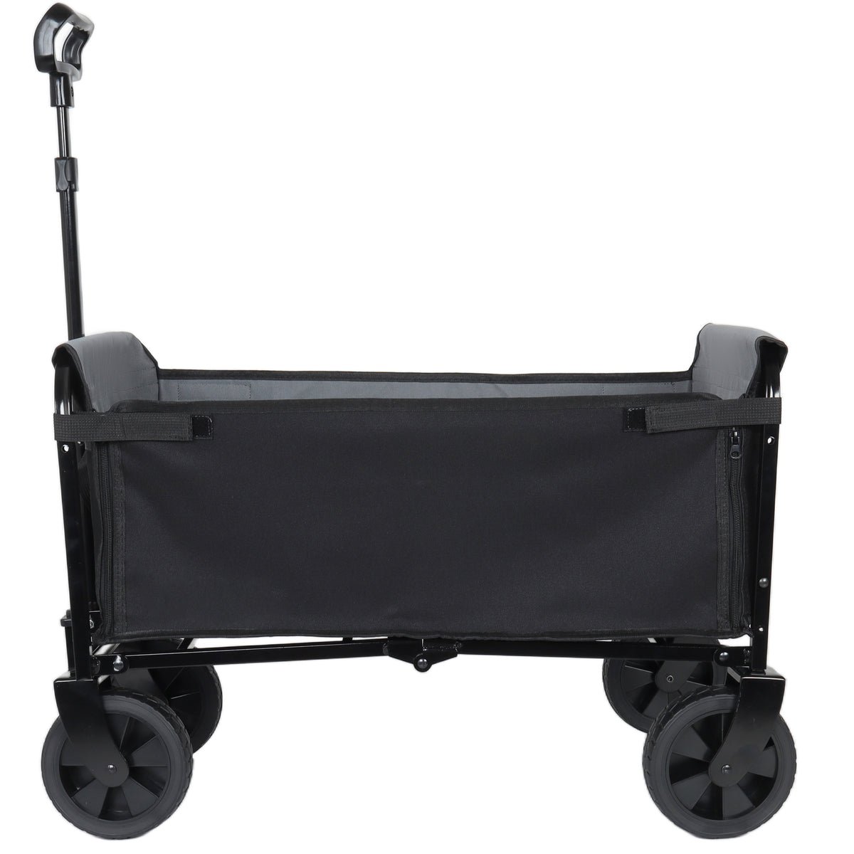 Collapsible Wagon with Wheels - 3 in 1 Lightweight Utility Camping Wagons Carts Foldable with 220lbs Weight Capacity, Cup Holders, for Pet Riding, Groceries, Camping, Shopping (Black) - image 6