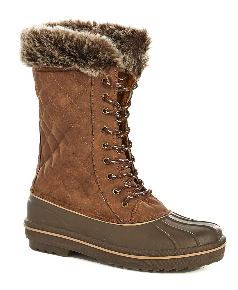 Fur Trim Quilted Duck Boots