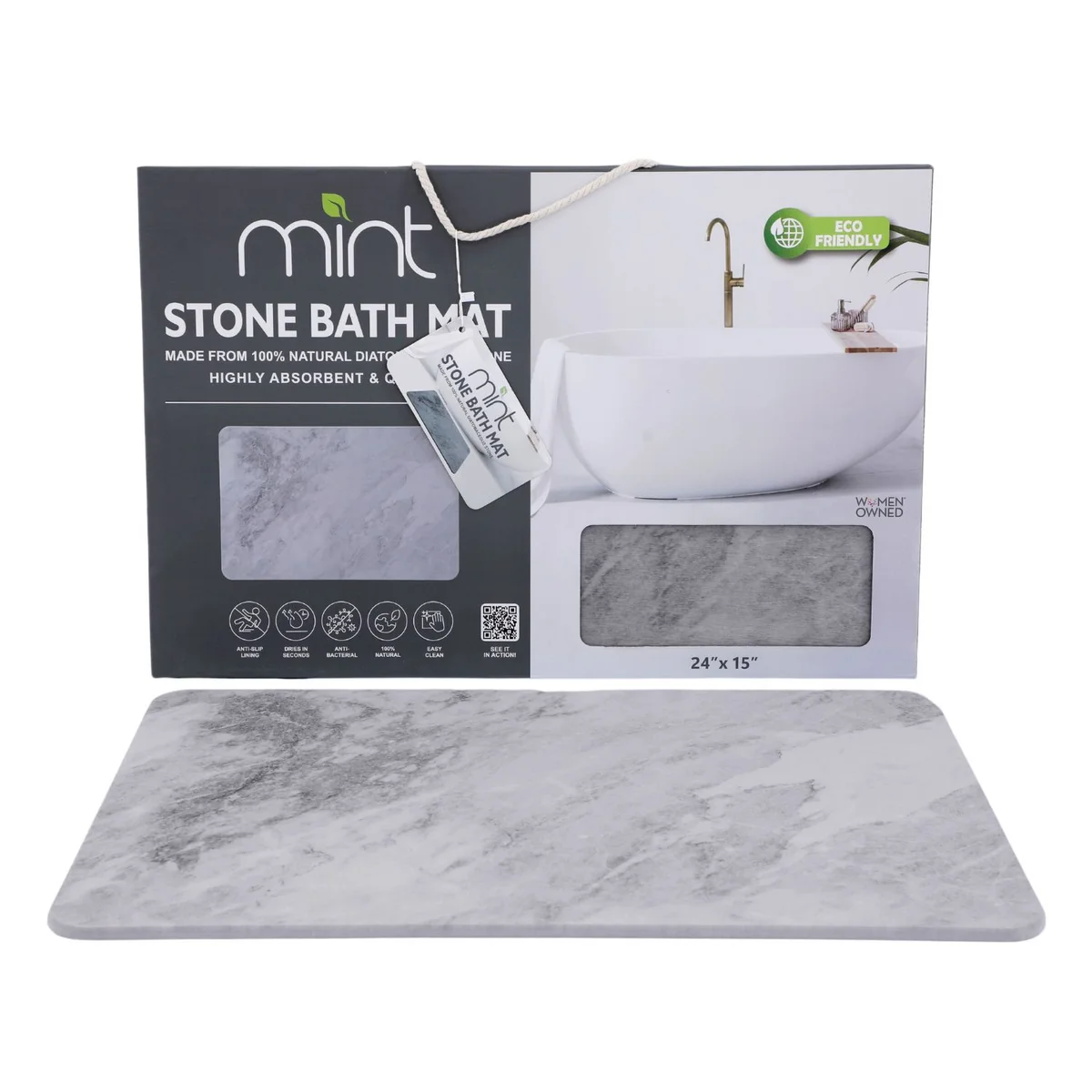 4 Colors! - 24'' X 15'' Diatomaceous Quick Drying Stone Bath Mat