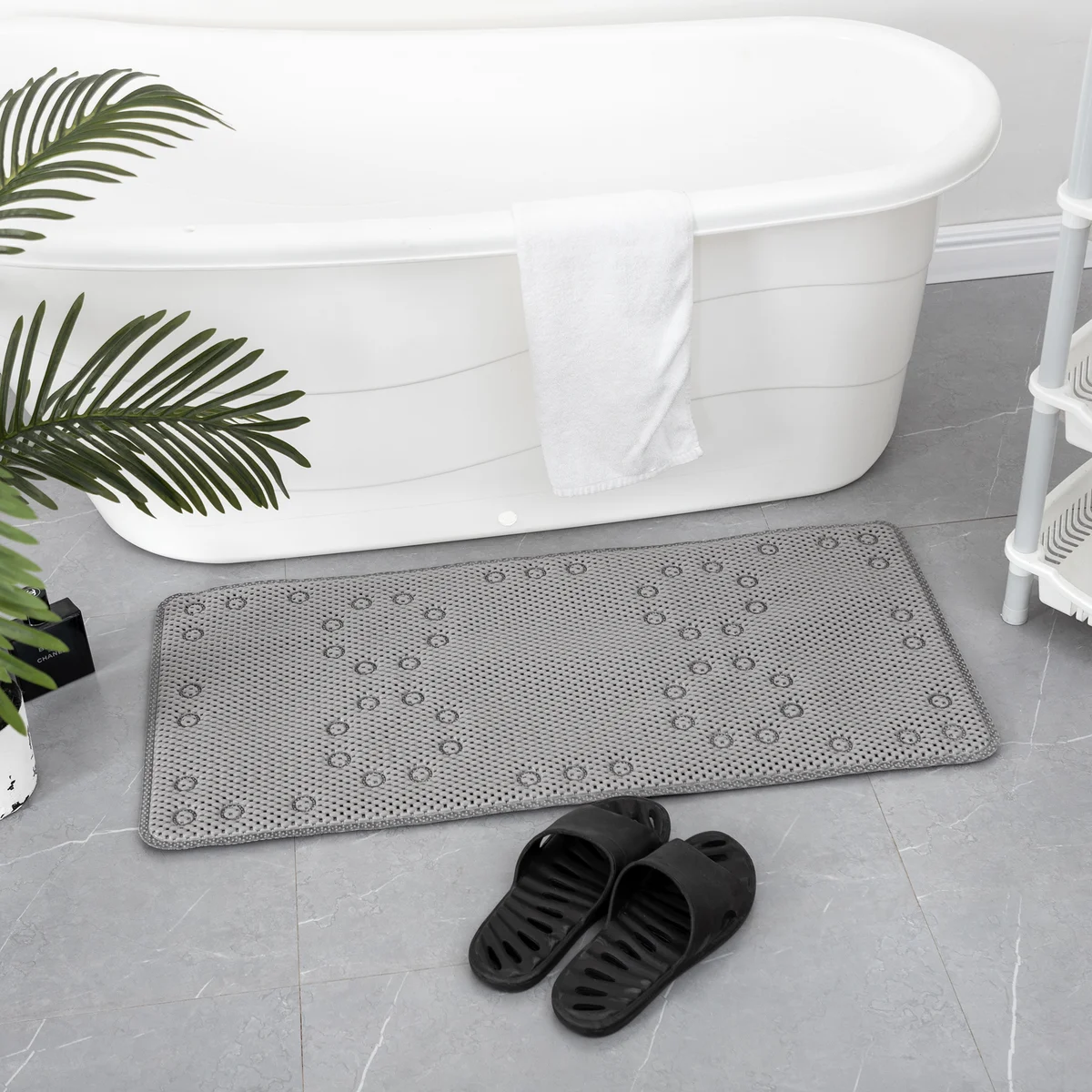 36 In. X 17 In. Non Skid Double Foam Bath Mat With 58 Suction Cups - 3 Colors