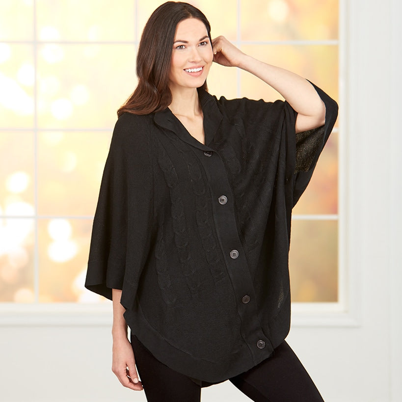 Button-Front Sweater Ponchos