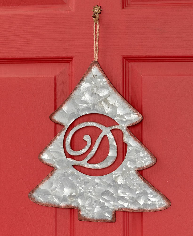 Galvanized Metal Monogram Tree Signs