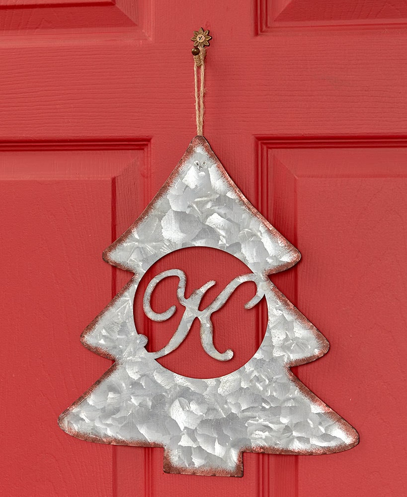 Galvanized Metal Monogram Tree Signs