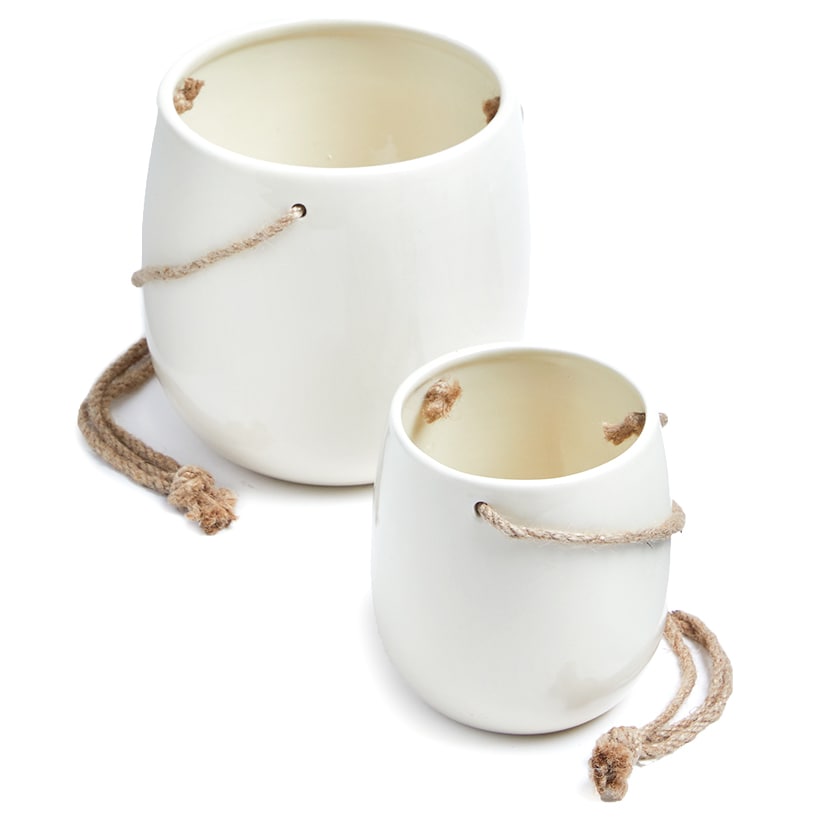 Sets of 2 Hanging Ceramic Planters