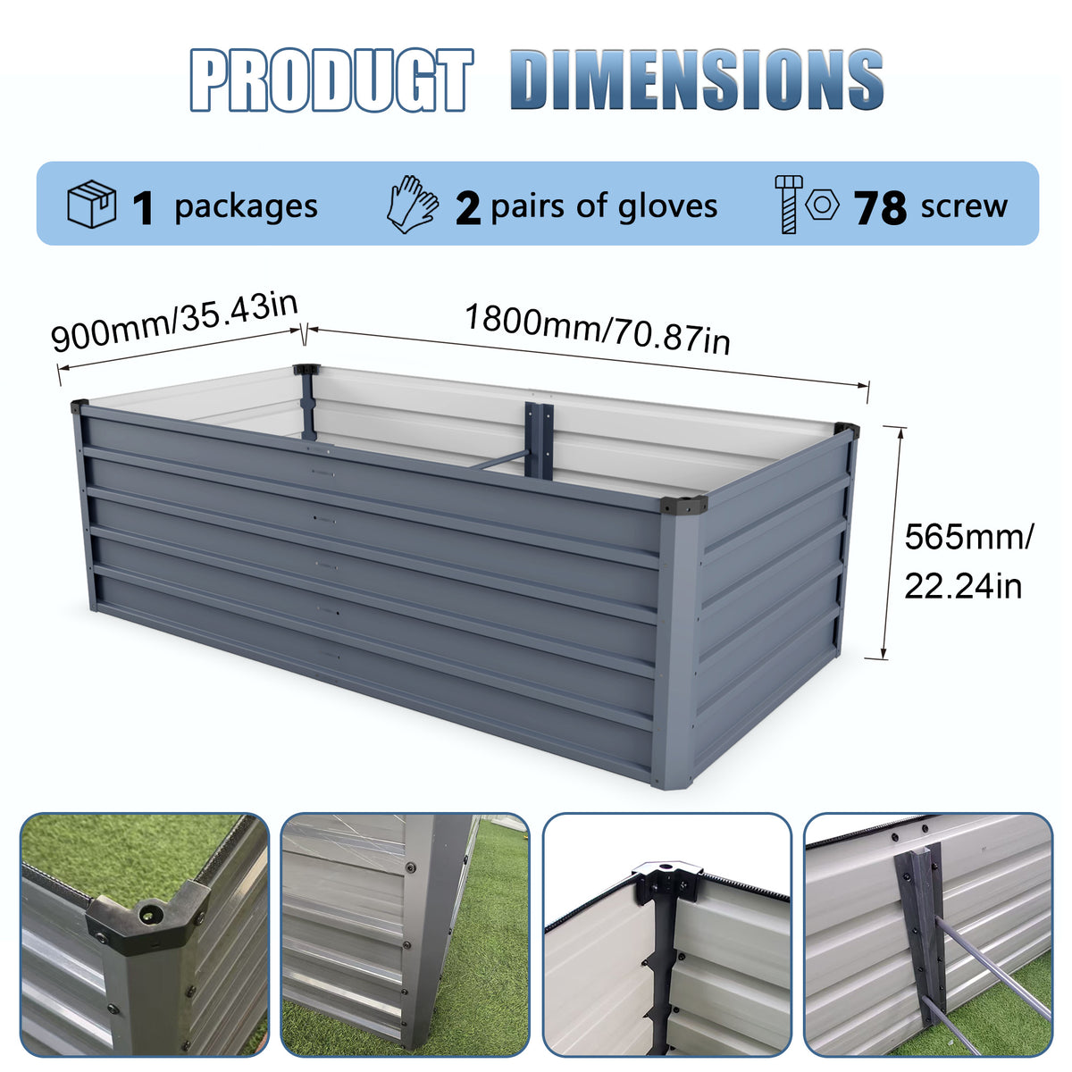 6x3x2ft Large Raised Garden Bed, Gray Rectangular Galvanized Metal Outdoor Planter with 269 Gallon Capacity and Deep Root Design, Ideal for Growing Vegetables, Flowers and Herbs - image 5