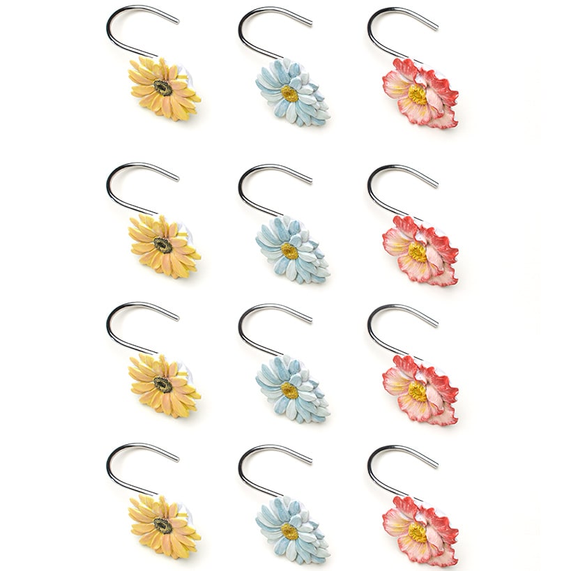 Farm Fresh Flowers Bath Rug or Shower Hooks Set of 12