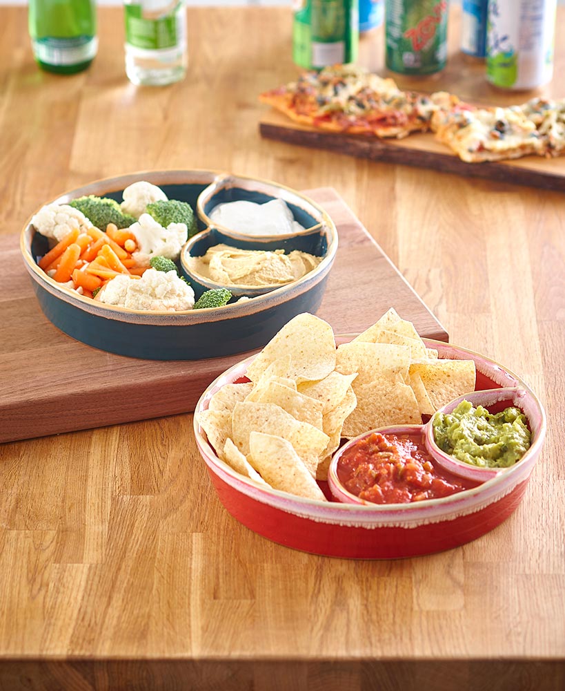Reactive Glaze Stoneware Chip and Dip Platters