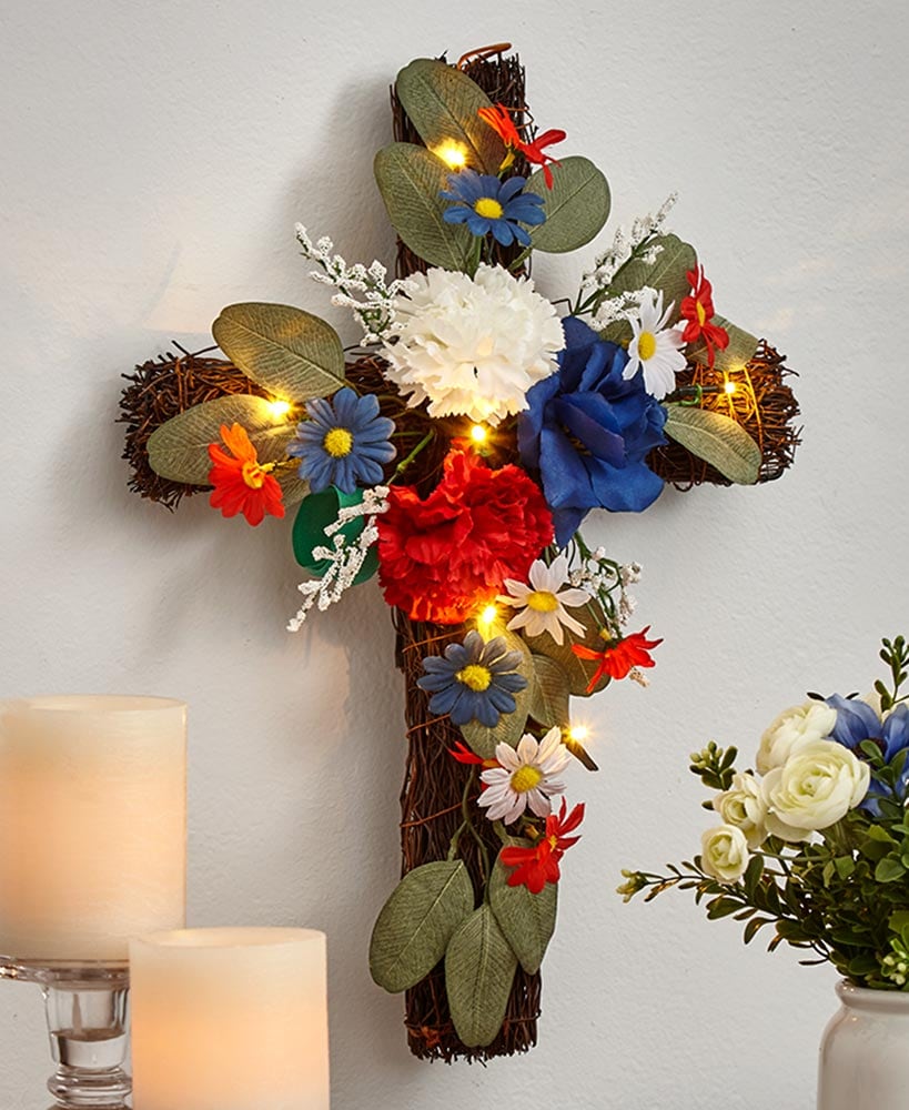 Lighted Floral Crosses
