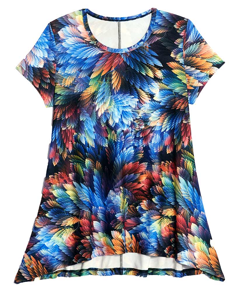 Super-Soft Sharkbite Feather Printed Tunic