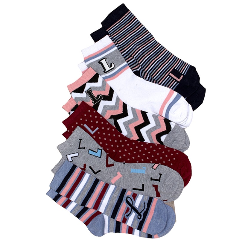 6-Pair Monogram Crew Socks