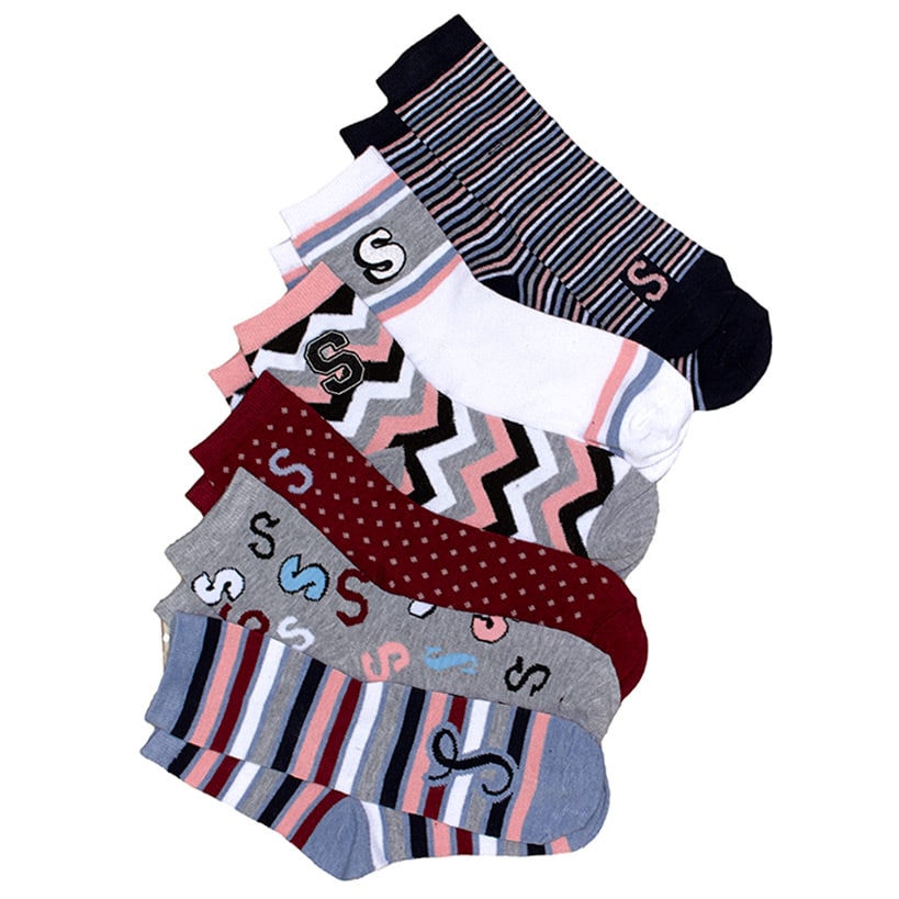 6-Pair Monogram Crew Socks