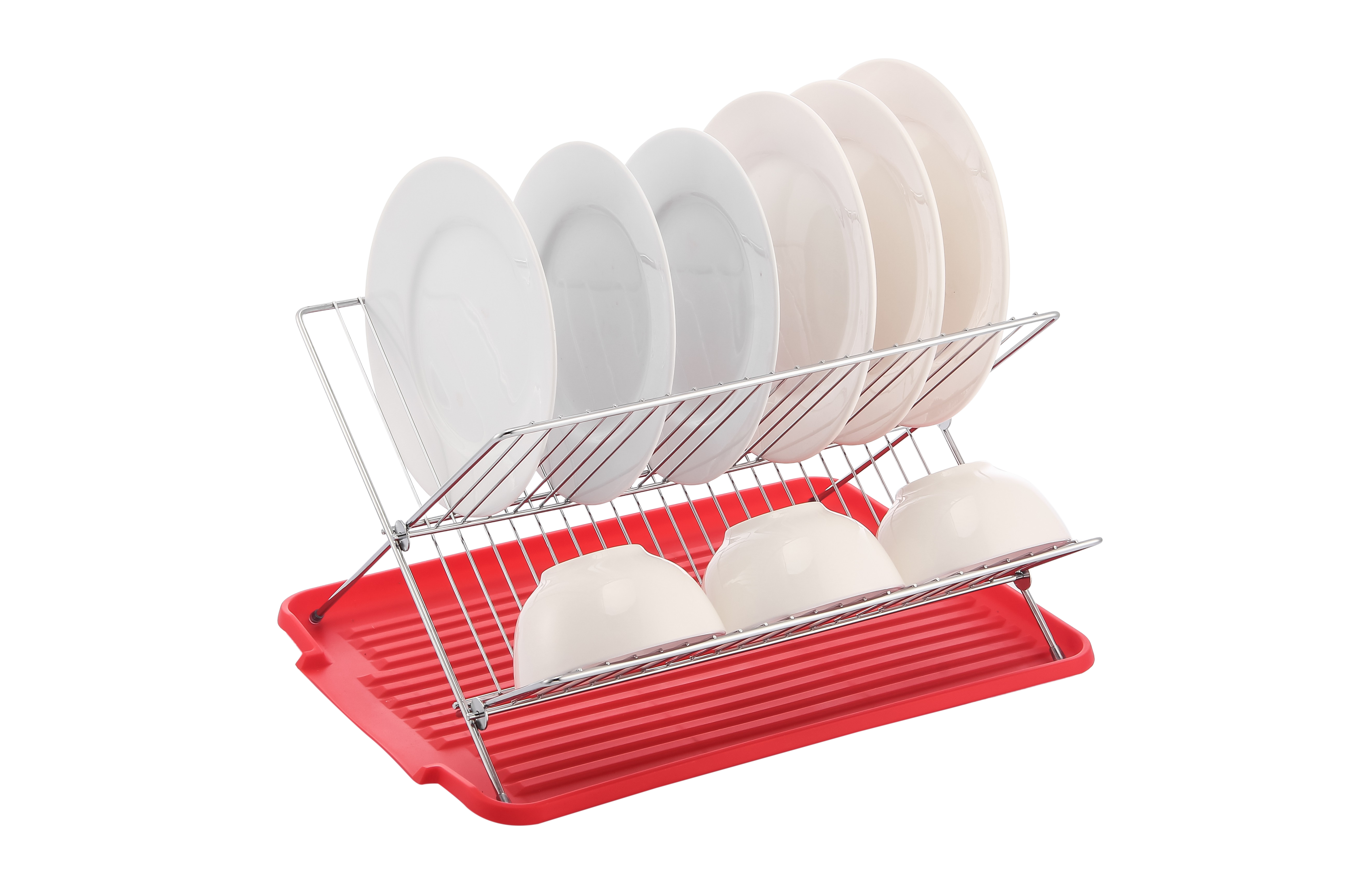 17 Inch X Shaped Stainless Steel 2-Tier Dish Rack for Kitchen Counter