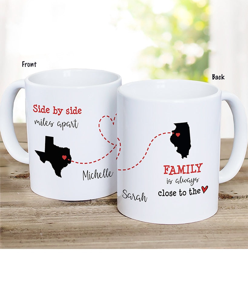 Personalized Miles Apart Close to the Heart Coffee Mug