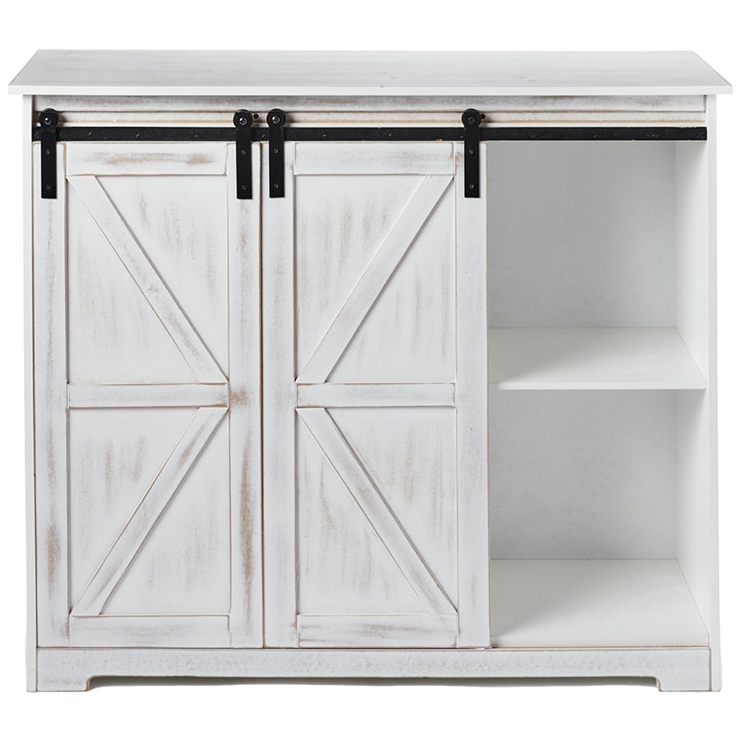 Kitchen Buffet Wooden Cabinet with Sliding Barn-Doors