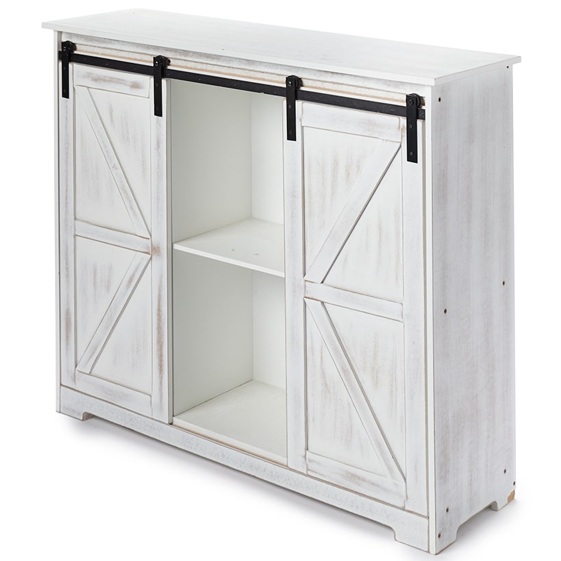Kitchen Buffet Wooden Cabinet with Sliding Barn-Doors