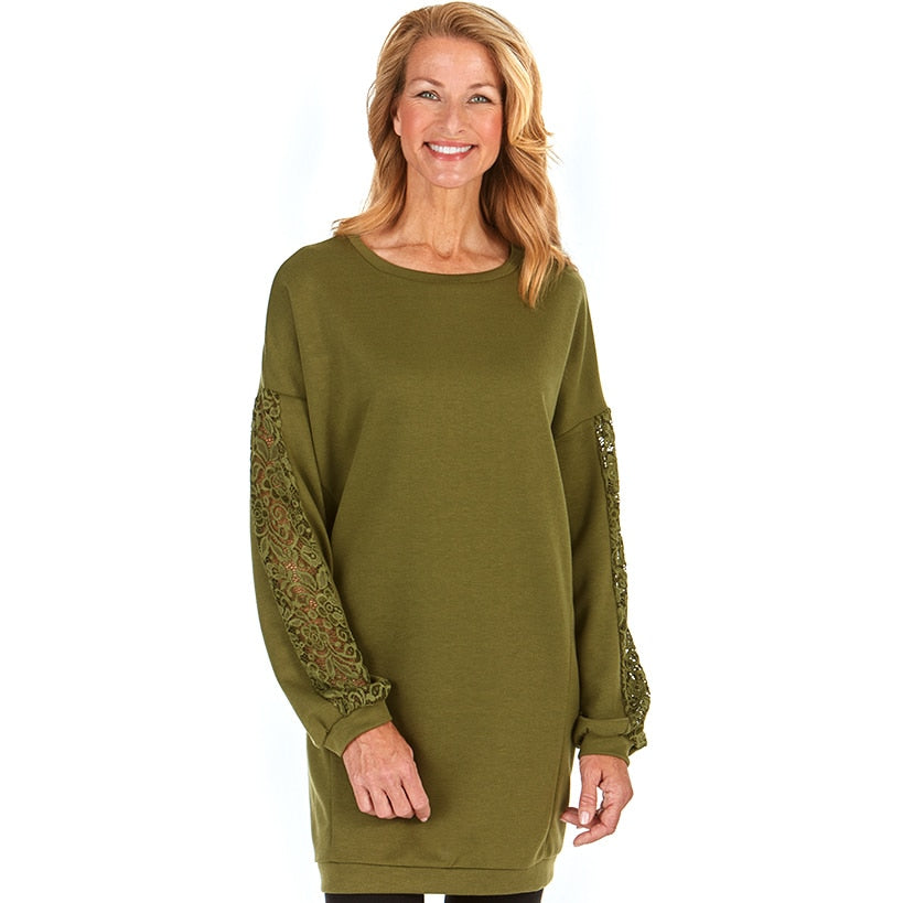 Sweatshirt Tunics with Lace Sleeves