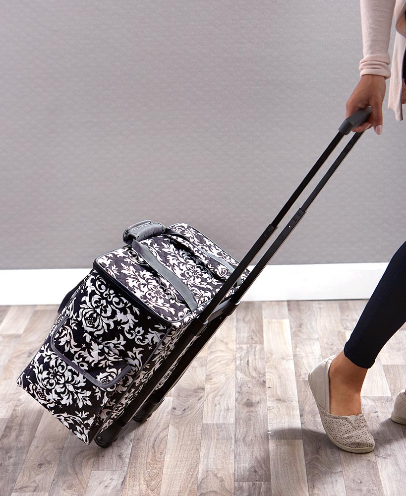 Rolling Sewing Machine Storage and Transport Tote#select-color_black-damask