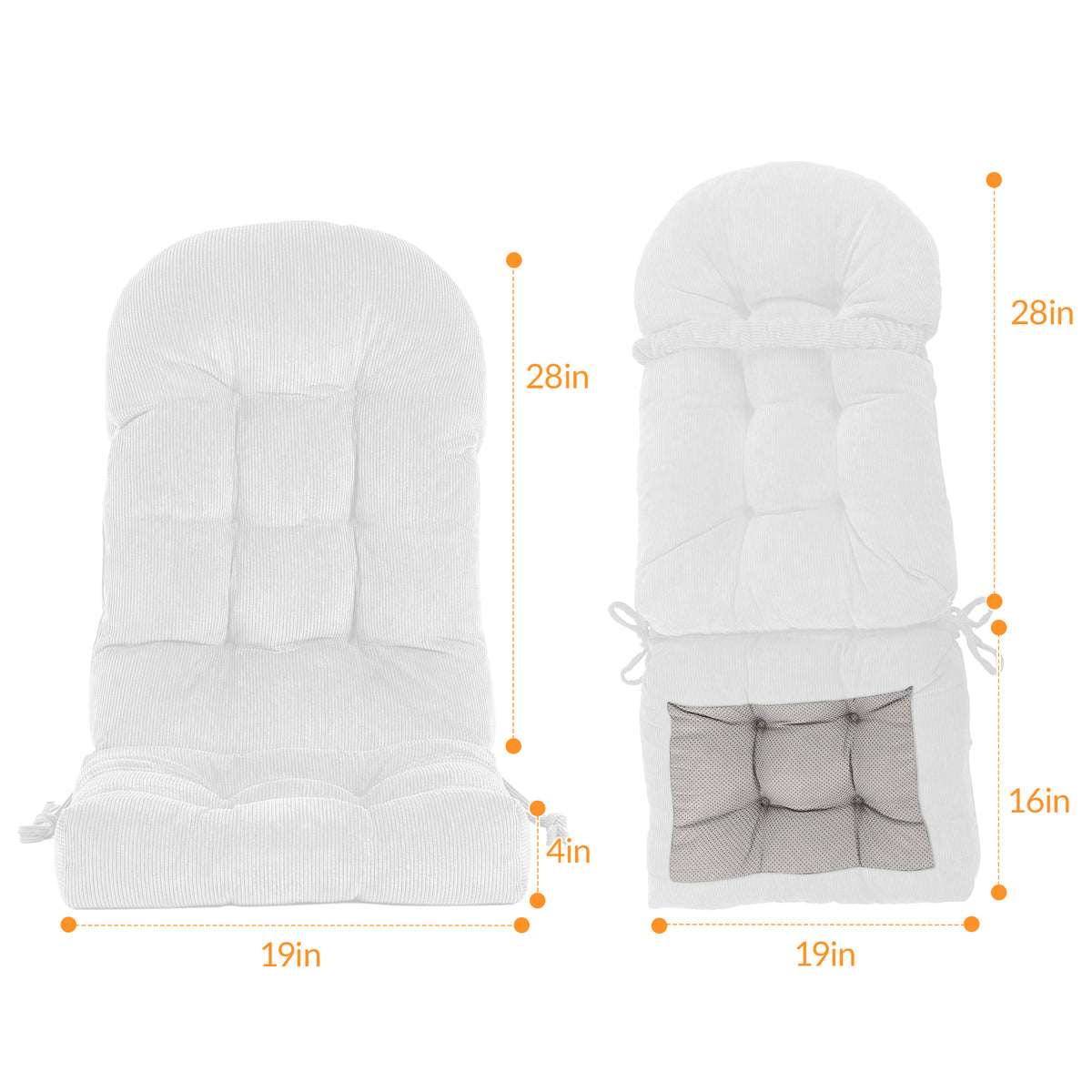 UV Resistant Indoor/Outdoor Chair Cushion - Waterproof Rocking & Adirondack Seat Pad with Elastic Back + 2 Anti-Slip Ties, Fade-Proof Design - image 9