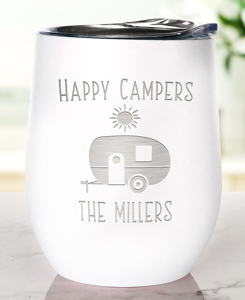 Personalized Happy Campers Wine Tumblers