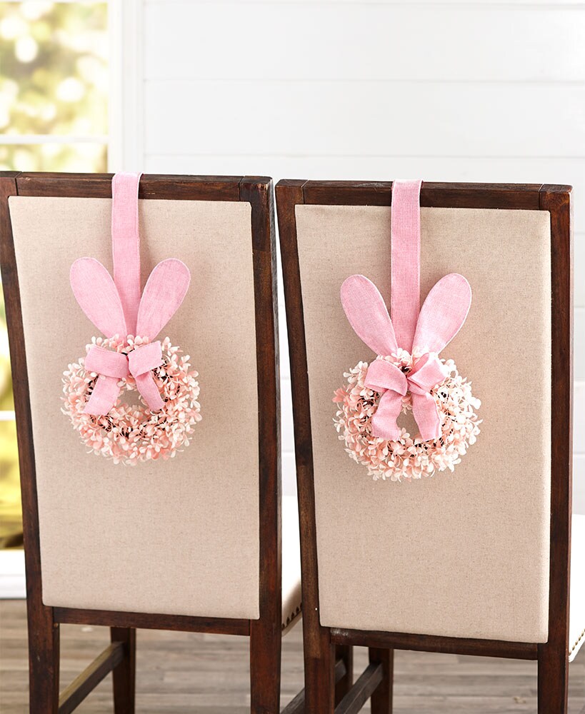 Easter Bunny Cabinet Wreath Or Flower Figure - Blue, Pink, Or Purple#select-color_pink