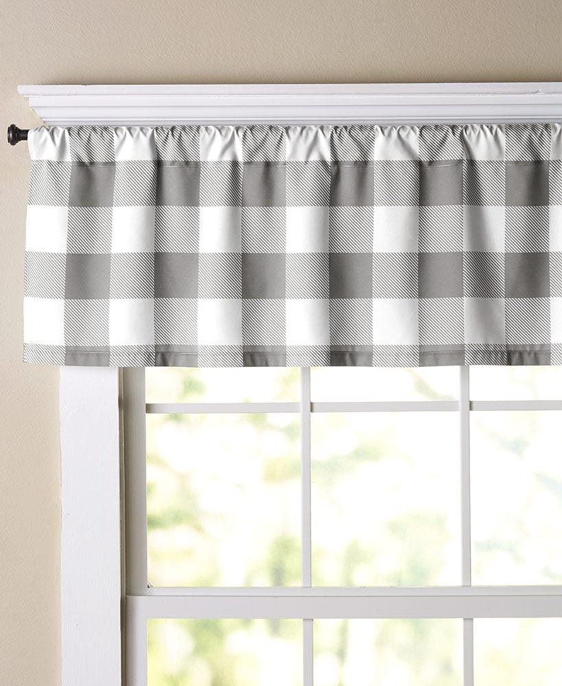 Farmhouse Check Window Panel or Valance