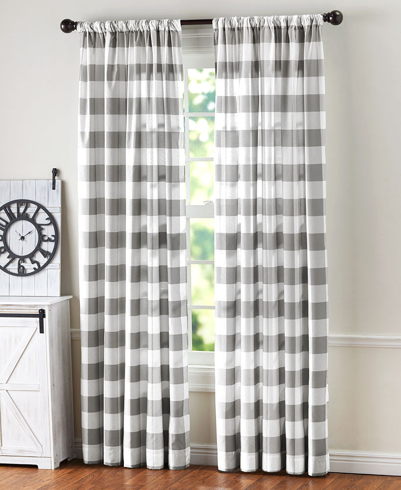 Farmhouse Check Window Panel or Valance