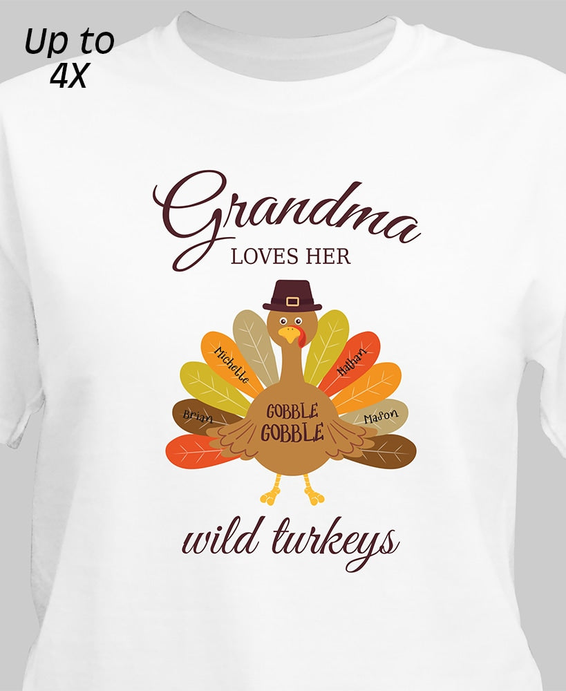 Personalized Thanksgiving Wild Turkeys T-Shirt