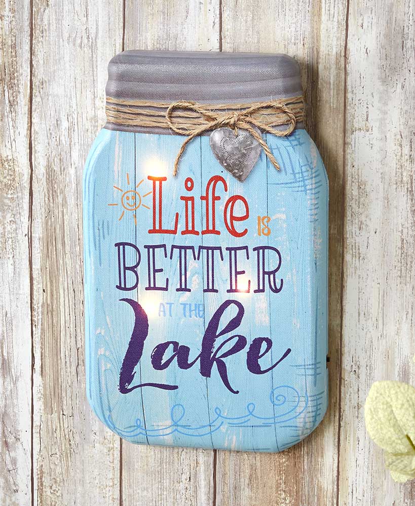Lighted Canvas Mason Jar Wall Art