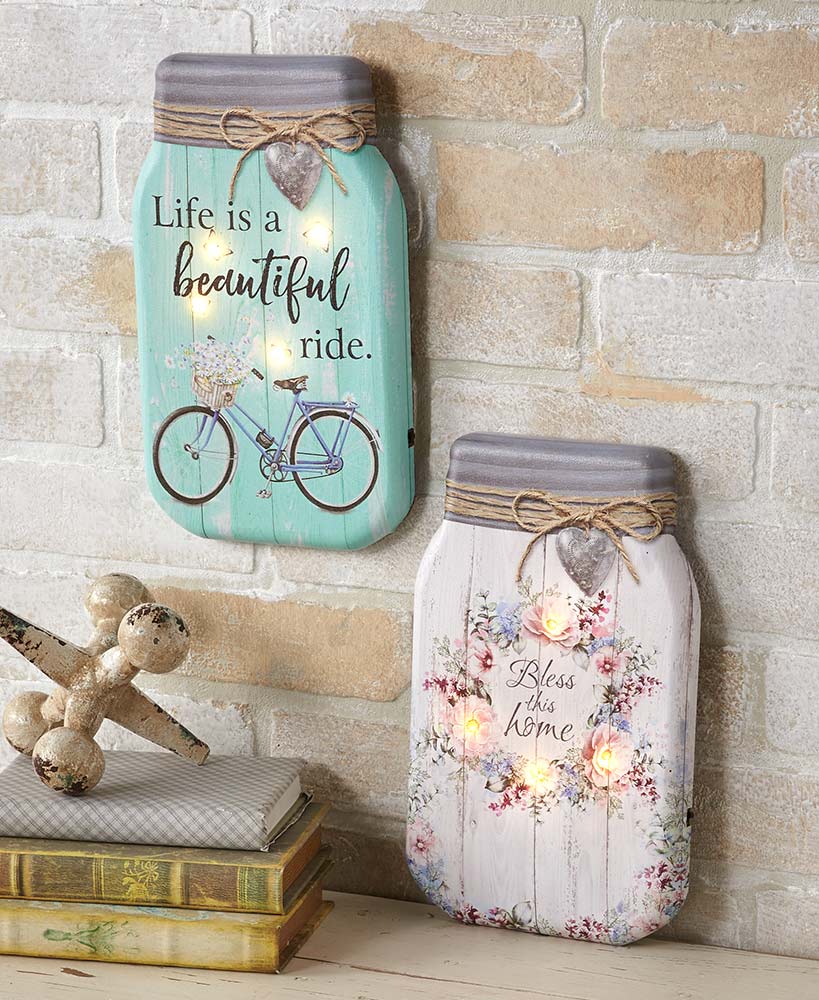 Lighted Canvas Mason Jar Wall Art