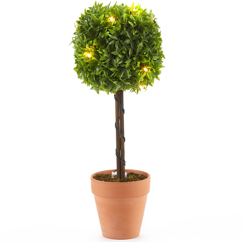 Lighted Faux Boxwood Topiaries or Wreath