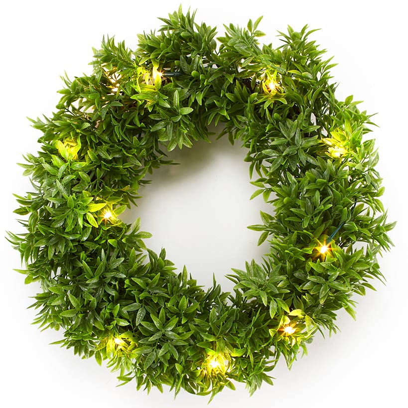 Lighted Faux Boxwood Topiaries or Wreath