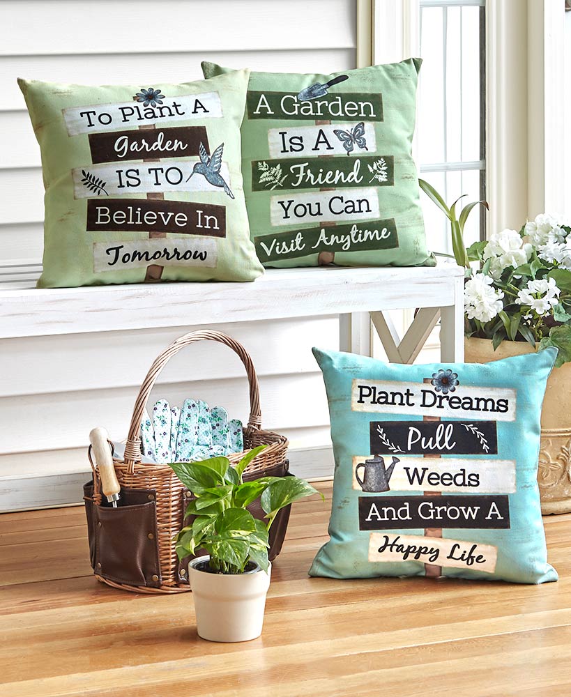 Indoor/Outdoor Sentiment Accent Pillows