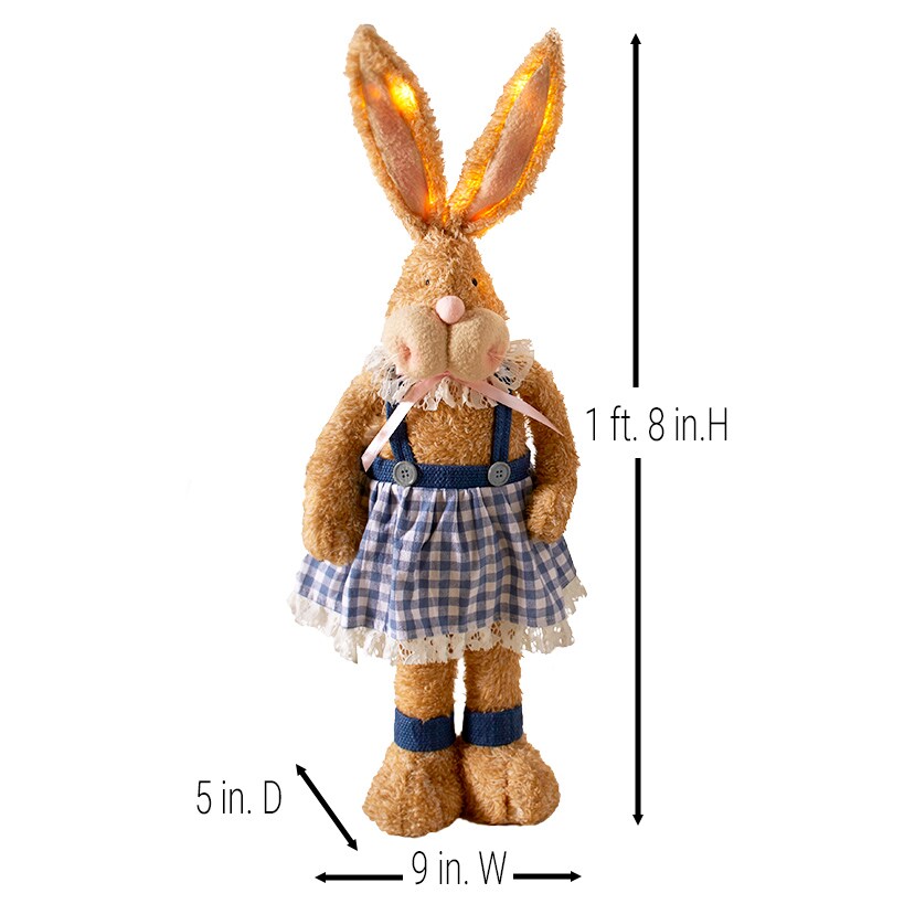 Easter Country Bunnies With Lighted Ears Or Blue Carrot Garland