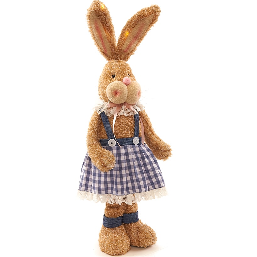 Easter Country Bunnies With Lighted Ears Or Blue Carrot Garland
