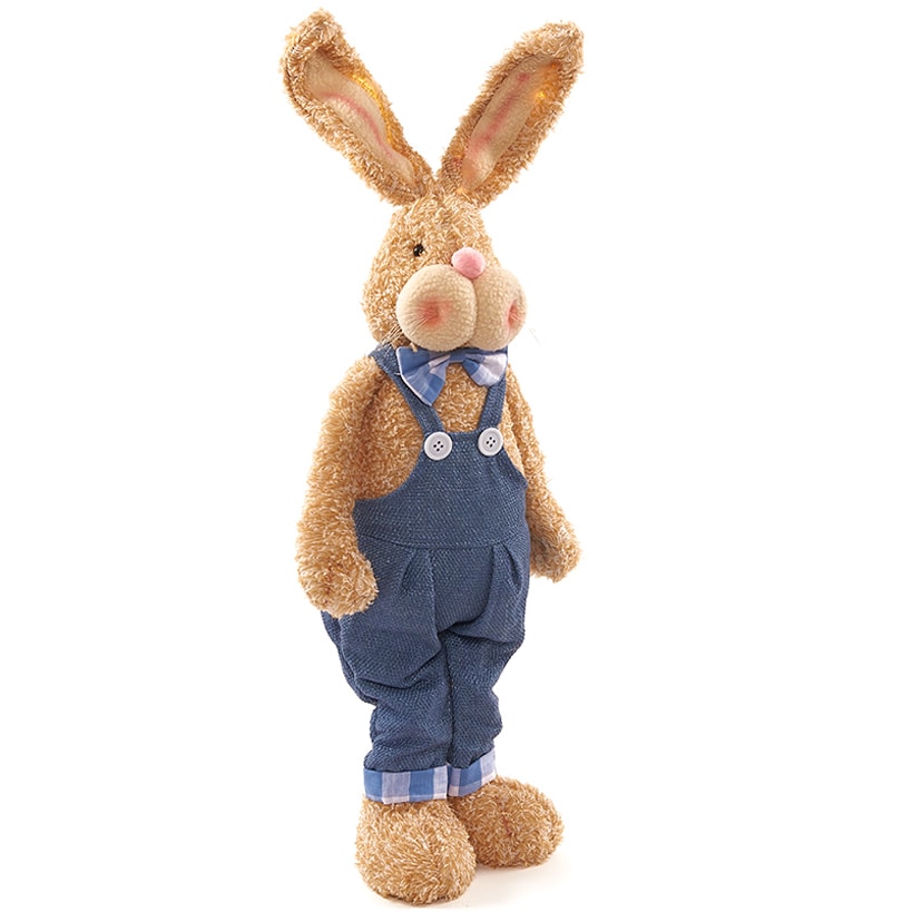 Easter Country Bunnies With Lighted Ears Or Blue Carrot Garland