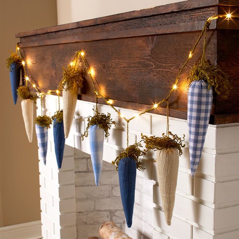 Easter Country Bunnies With Lighted Ears Or Blue Carrot Garland