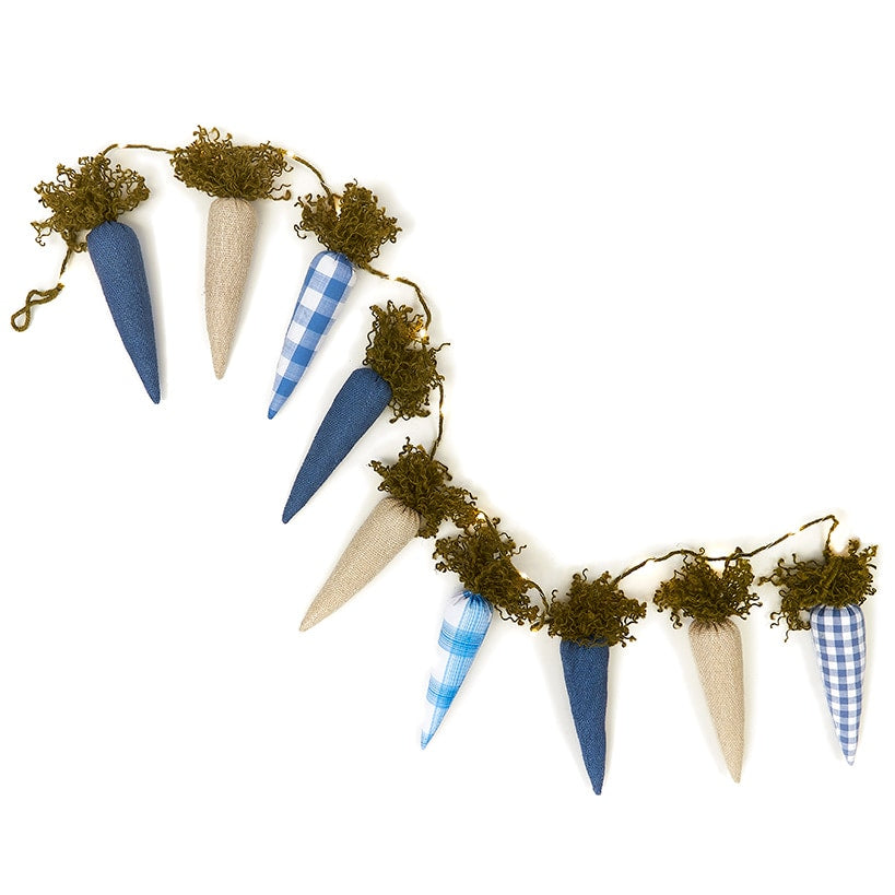 Easter Country Bunnies With Lighted Ears Or Blue Carrot Garland
